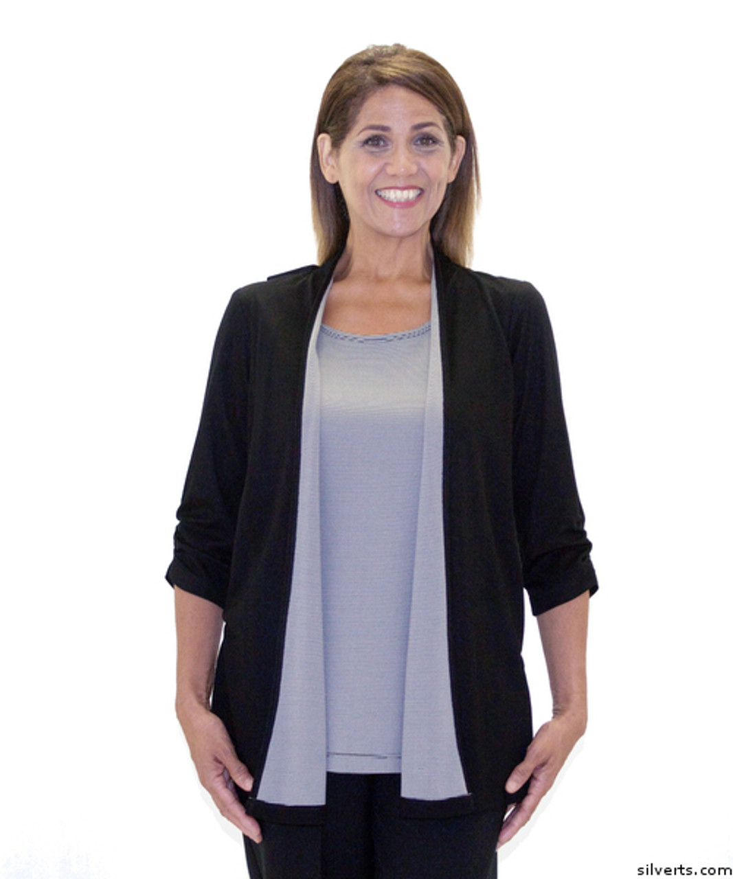 Silvert's 233700102 Womens Fashionable Adaptive Top , Size Medium, BLACK