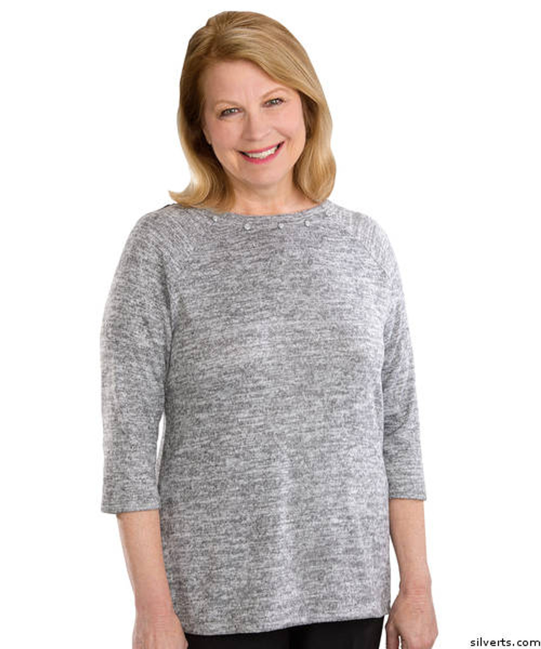 Silvert's 235110101 Lovely Adaptive Top For Women, Size 2X-Large, GRAY