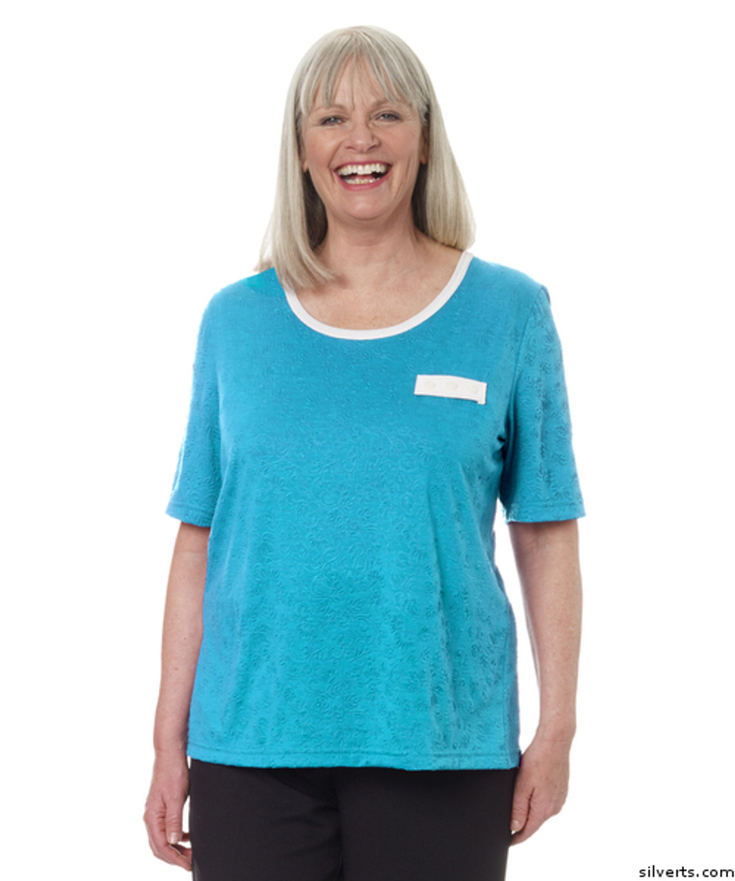 Silvert's 236610201 Womens Adaptive Crew Neck Tshirt , Size 2X-Large, TURQUOISE