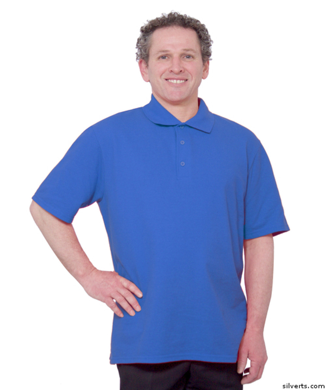 Silvert's 504302002 Mens Regular Knit Polo Shirt, Short Sleeve, Size Medium, ROYAL