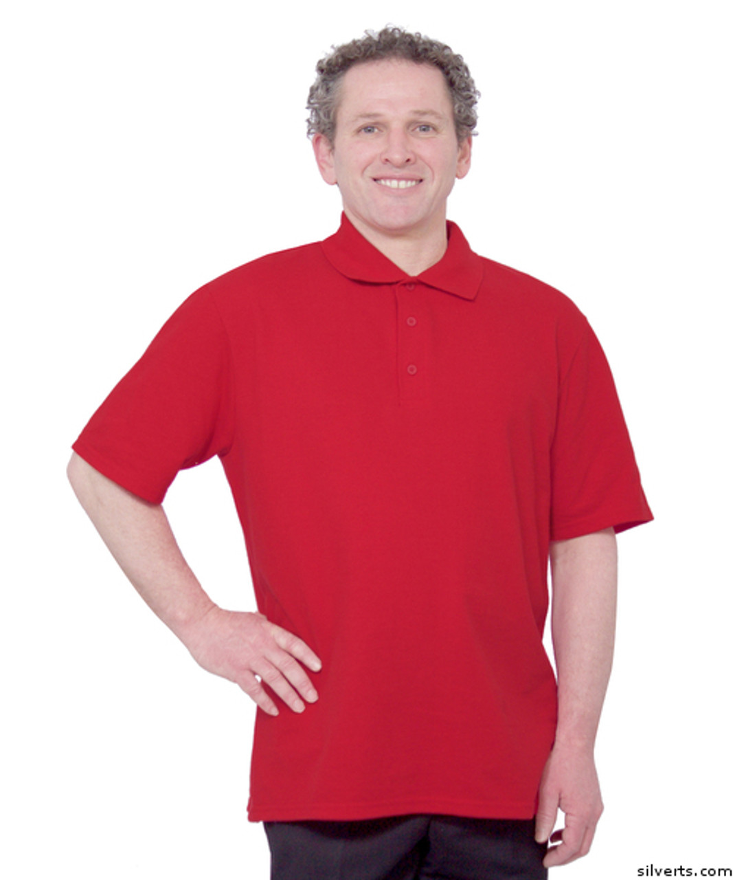 Silvert's 504300604 Mens Regular Knit Polo Shirt, Short Sleeve, Size X-Large, RED