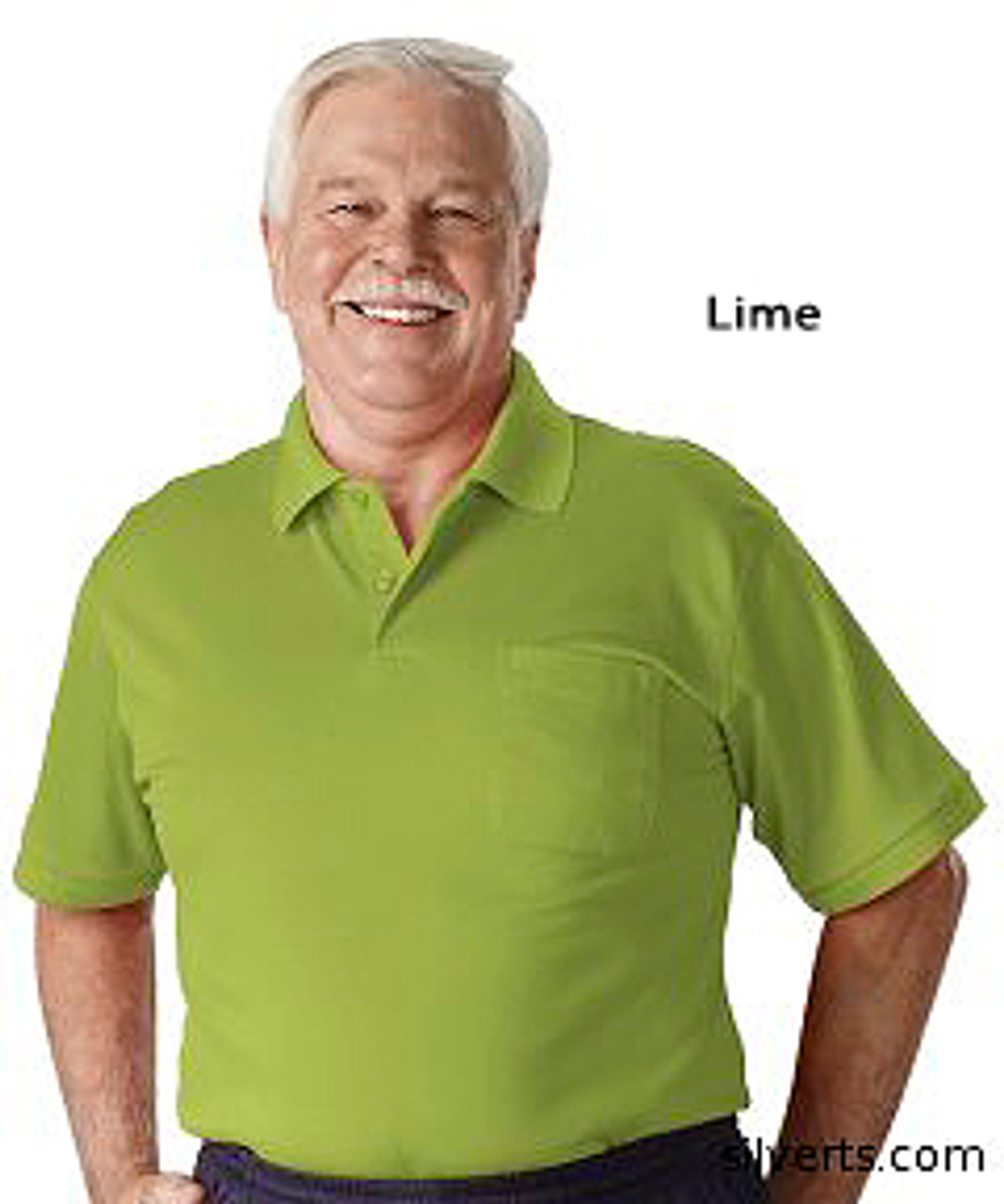 Silvert's 504300104 Mens Regular Knit Polo Shirt, Short Sleeve, Size X-Large, LIME