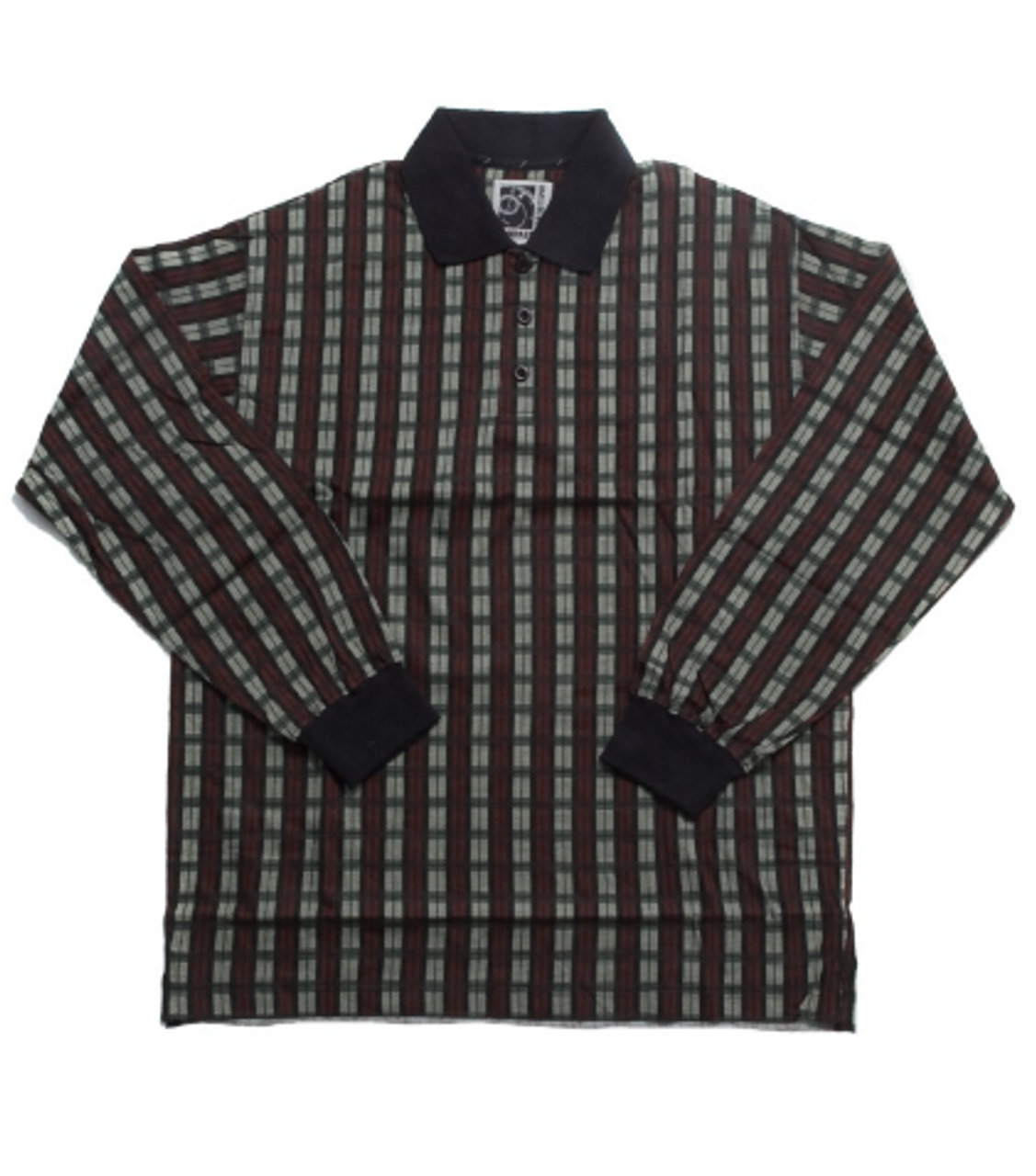 Silvert's 504801602 Men's Regular Long Sleeve Polo Jersey Shirt Top, Size Medium, BEIGE CHECK (Silvert's 504801602)