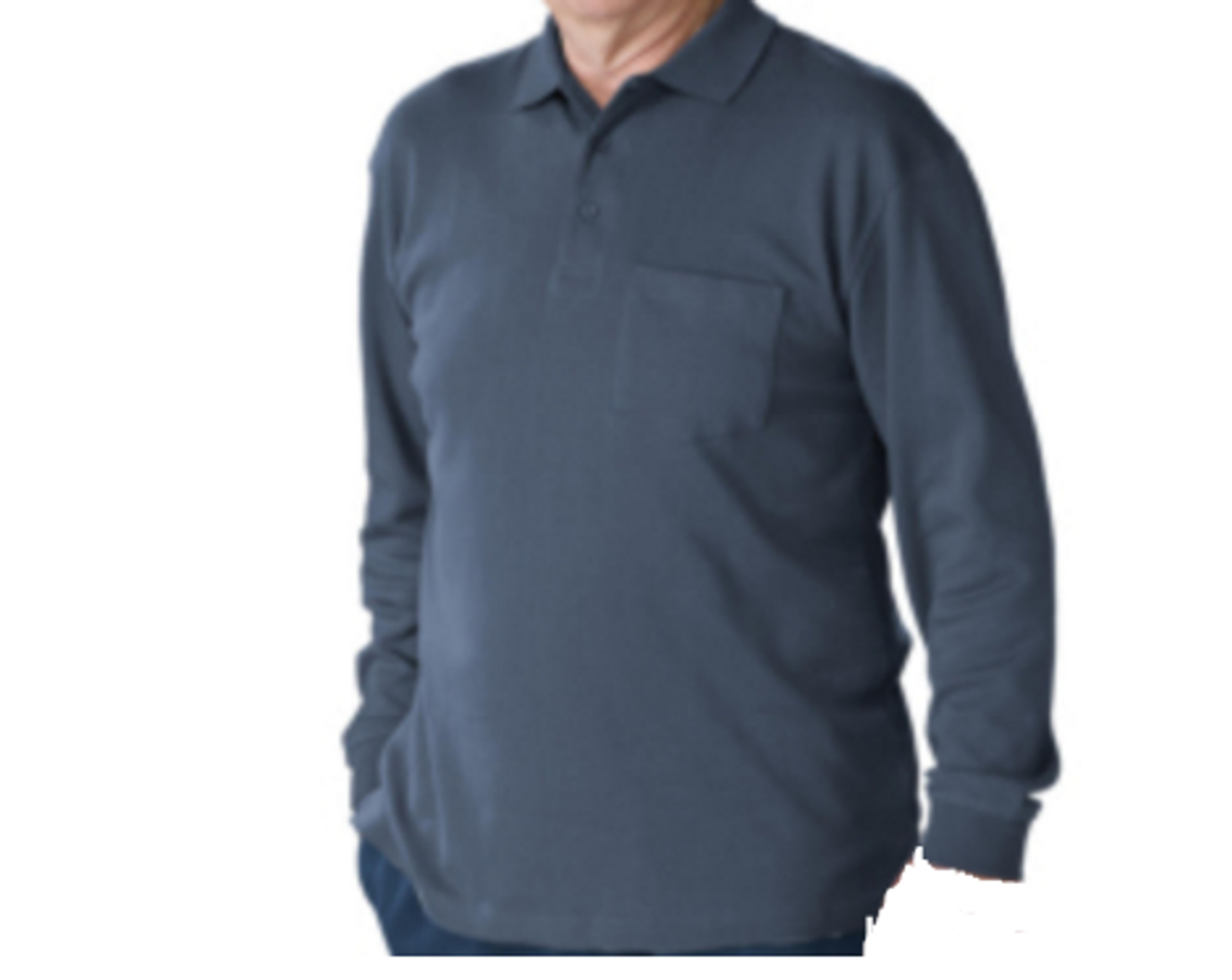 Silvert's 504800802 Men's Regular Long Sleeve Polo Jersey Shirt Top, Size Medium, NAVY/HUNTER (Silvert's 504800802)