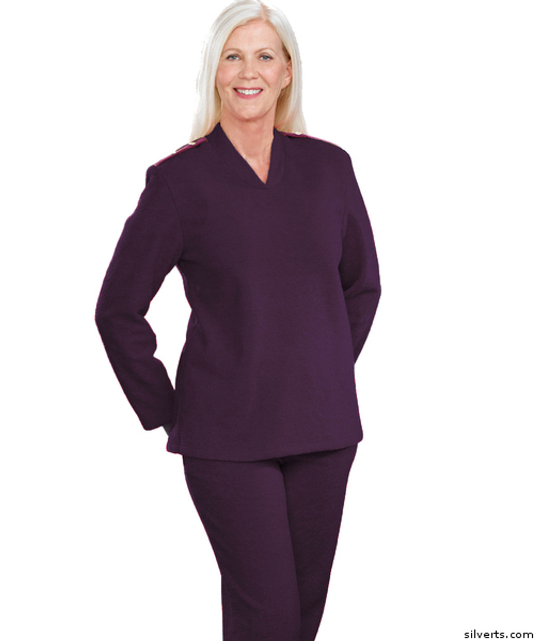 Silvert's 252500401 Plus Size Adaptive Tracksuit For Women , Size Small, PLUM