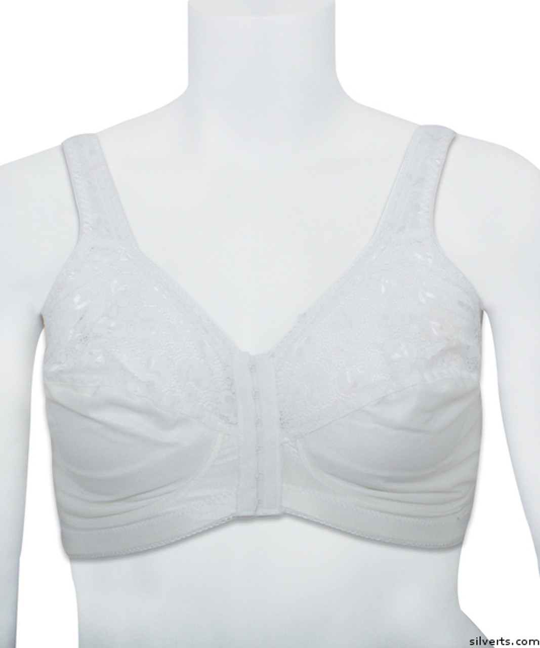 Silvert's 13210120 Front Closure Bras, Size 46D, WHITE