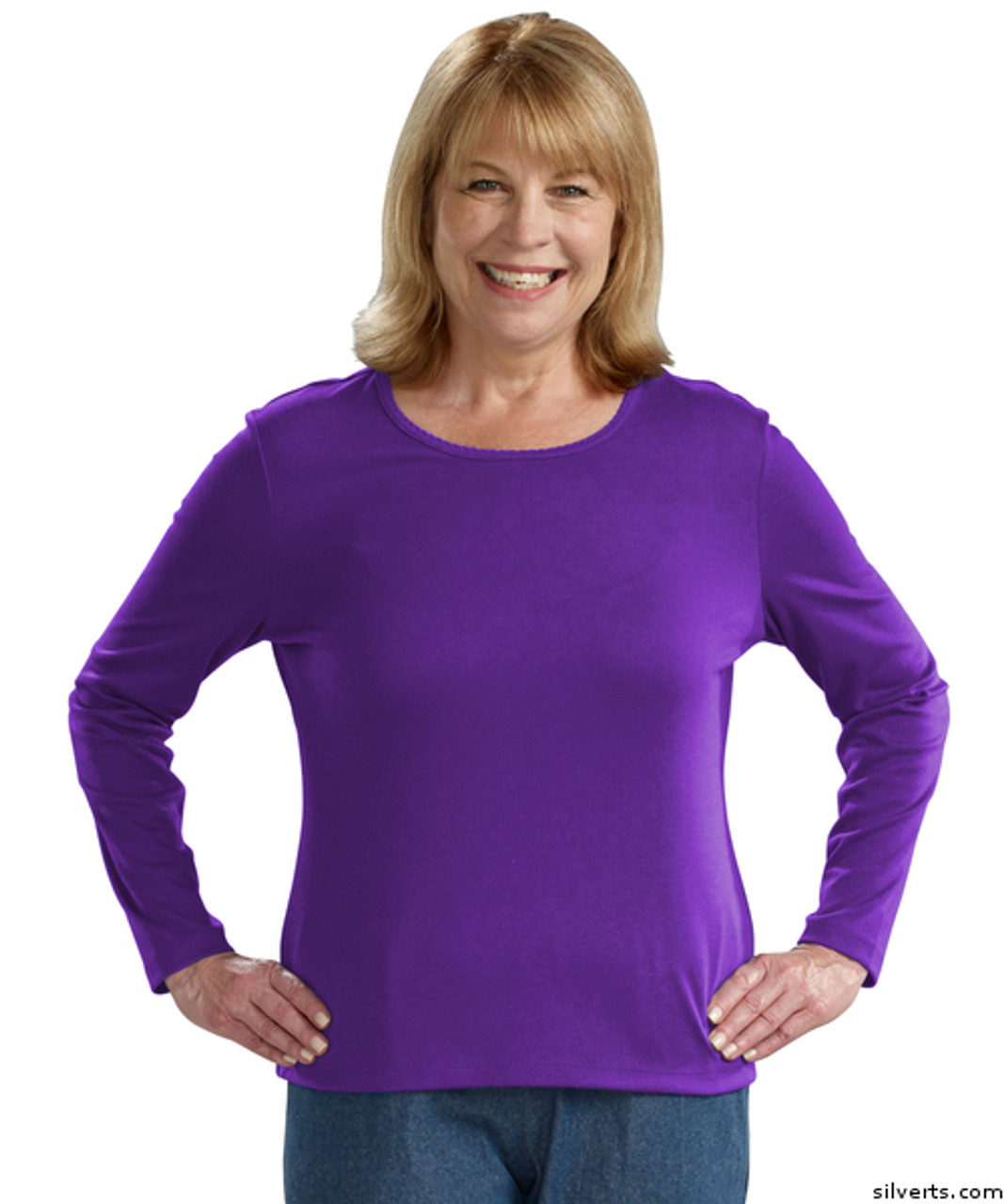 Silvert's 132200504 Womens Regular Crew Neck TShirt Top , Size X-Large, PURPLE