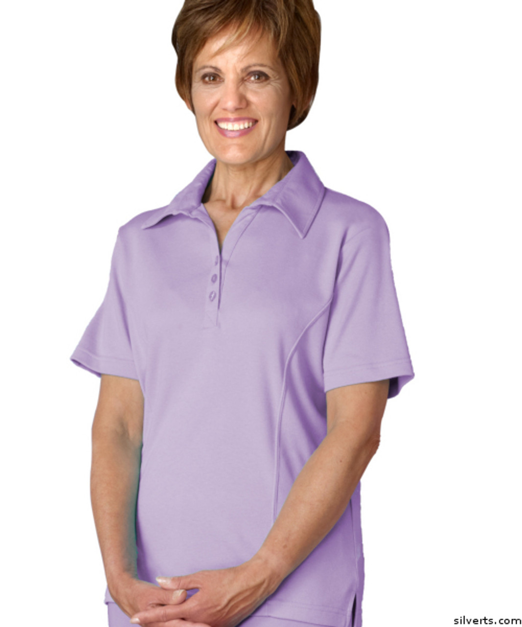 Silvert's 133301502 Womens Regular Polo TShirt, Short Sleeve, Size Medium, LILAC