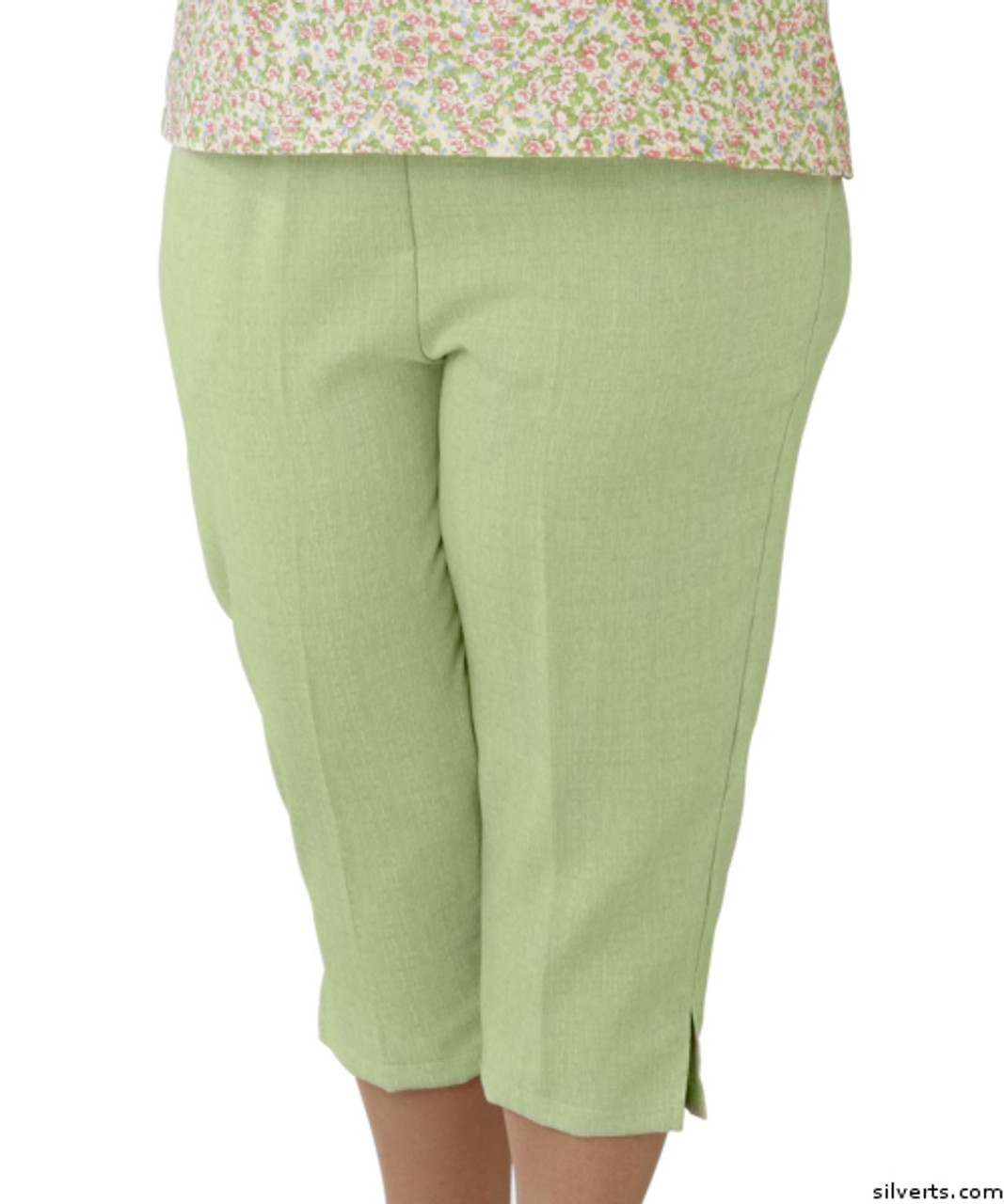 Silvert's 233400502 Womens Adaptive Capri Pants , Size Medium, GREEN