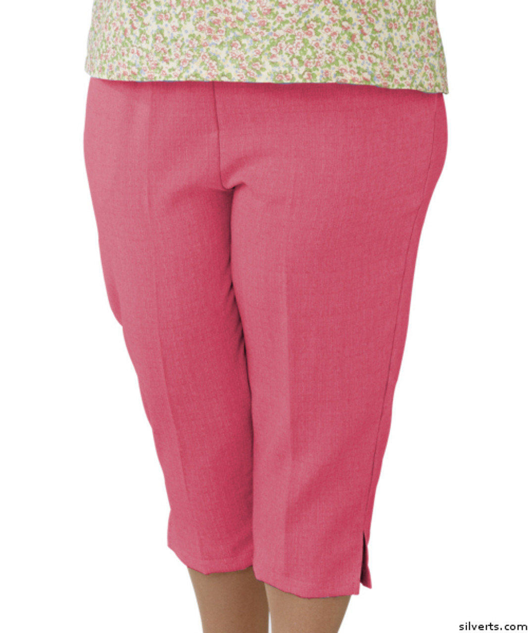 Silvert's 233400303 Womens Adaptive Capri Pants , Size Large, CORAL