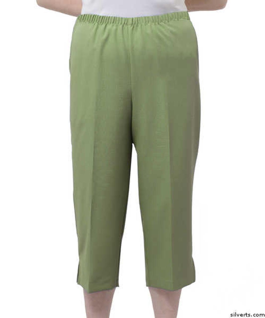 Silvert's 233411302 Womens Adaptive Capri Pants , Size 3X-Large, DUSTY GREEN