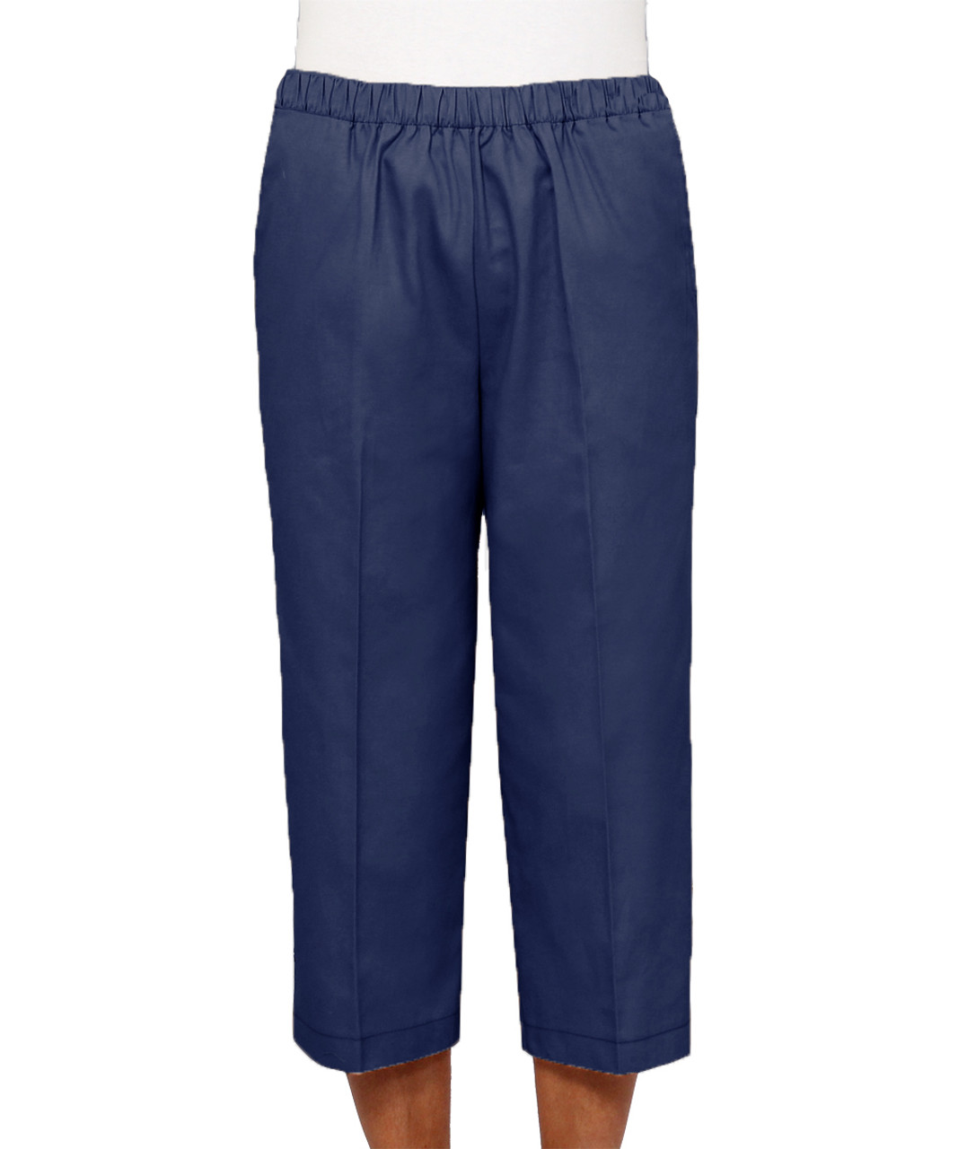 Silvert's 234300304 Women's Adaptive Cotton Capri Pants, Large, NAVY