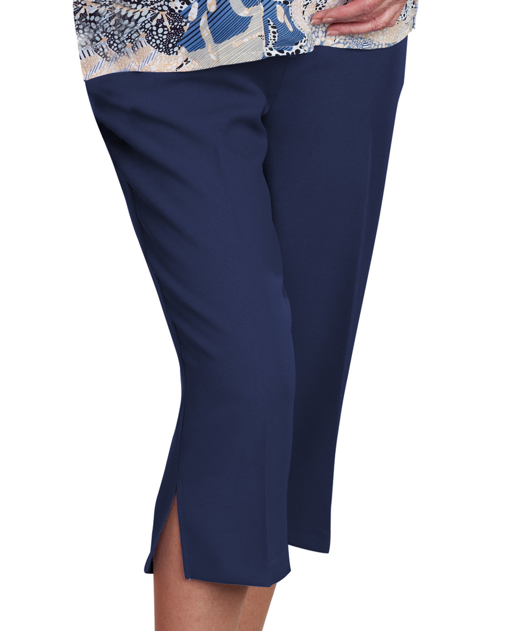 Silvert's 134310507 Womens Regular Arthritis Elastic Waist Capris Pants, 40, NAVY