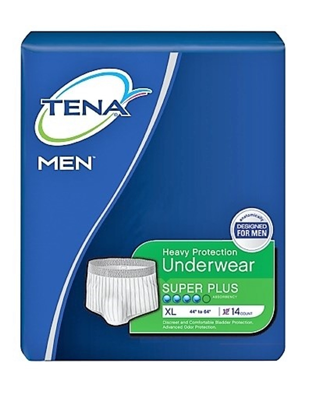 SCA 81920 TENA Men's Protective Underwear, X-Large, (44"-64" Waist/Hip) Super Plus Absorb (Case of 64)