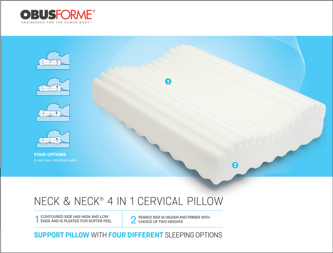 ObusForme® PL-NEC-01 Neck & Neck® 4 in 1 Side, Back, Stomach, Memory Foam, Firm