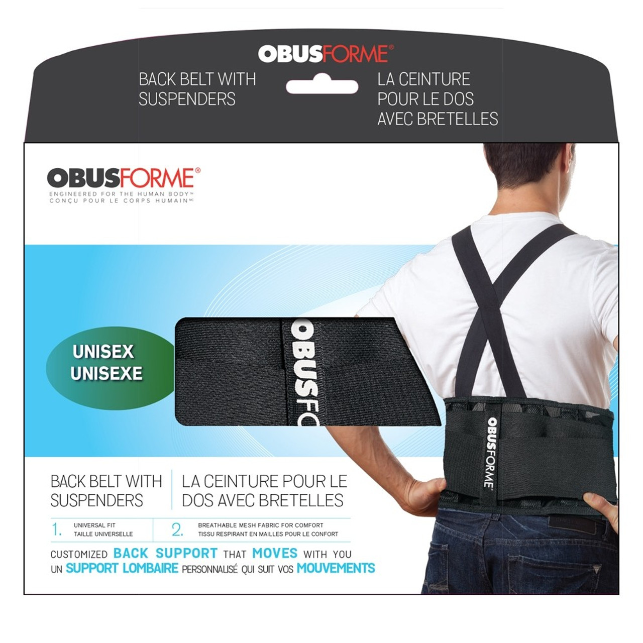 ObusForme® BB-UN1-SM Unisex Back Belt with Suspenders, Small