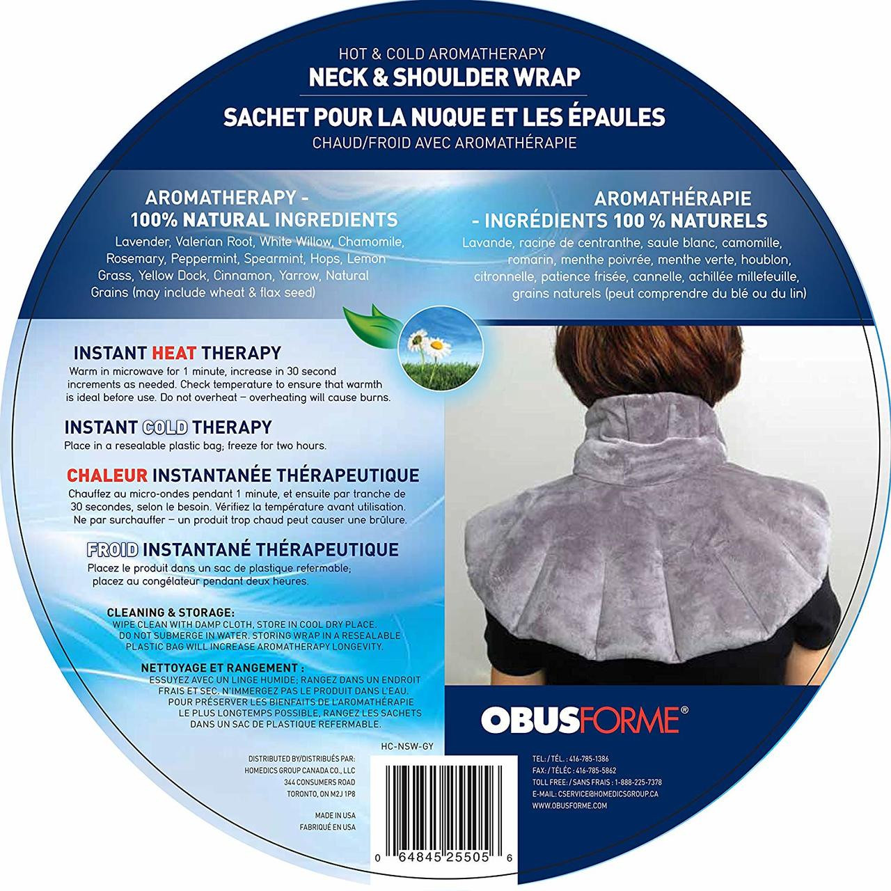 ObusForme® HC-NSW-GY Hot/Cold Aromatherapy Neck and Shoulder Wrap