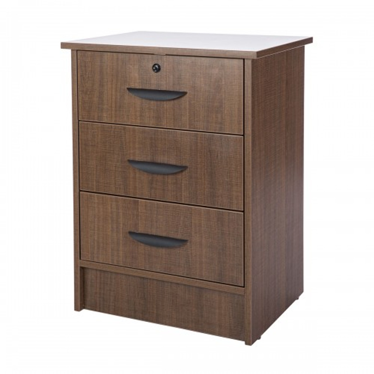 Novum MON-3DH Monroe Series Bedside Cabinet, 3 Drawers, 22"W X 17"D X 29"H, (Hazel or Mahogany)