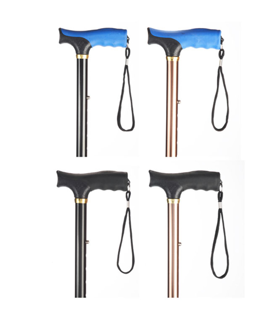MOBB Health Care MHFCBUBL Folding Canes Black w/Blue handle 81cm - 91cm (MOBB Health Care MHFCBUBL)