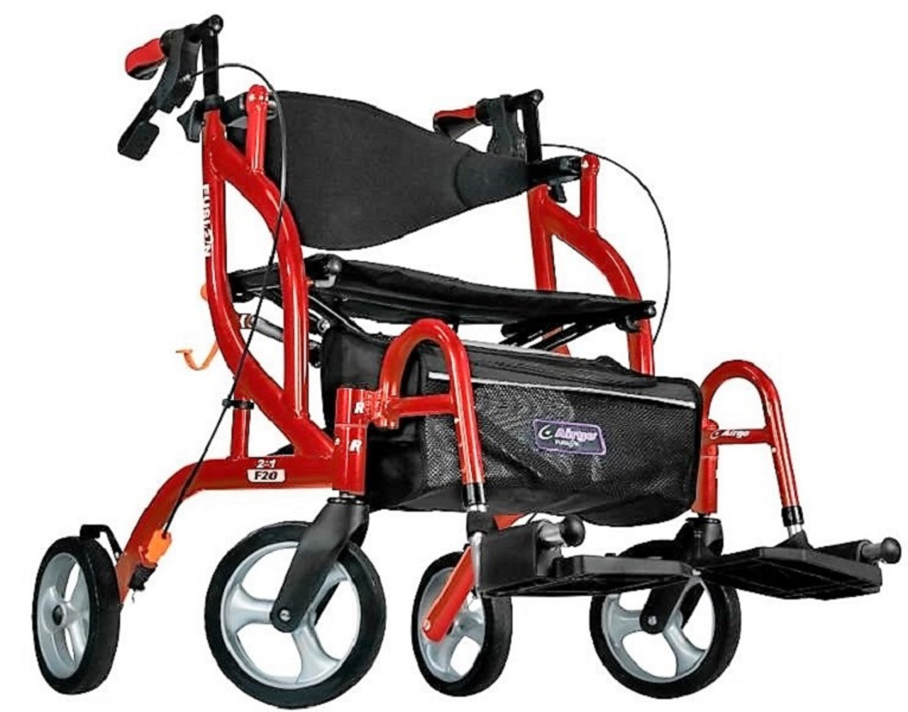 Airgo 700-935CR Fusion 2 in 1 Side-Folding Rollator & Transport Chair, 20 Inch, Cranberry (Airgo 700-935CR)