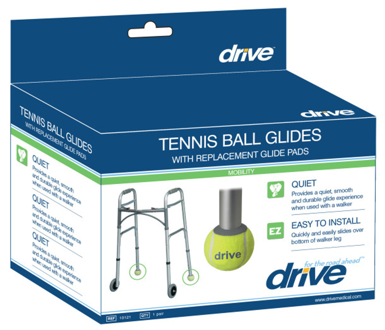 Drive 10121 Tennis Ball Glides, 1pr/bx