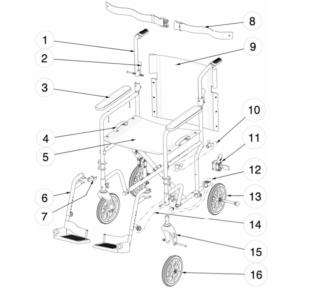 AMG C48-00082 Footrest Release Mech for 700-844/869 1PR