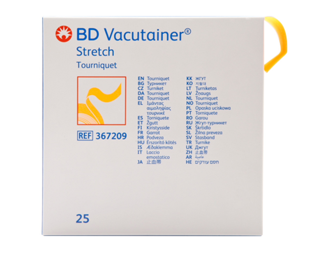 BD 367209 Vacutainer Stretch Latex-Free Tourniquet 1" x 18" Orange & Disposable BX/25