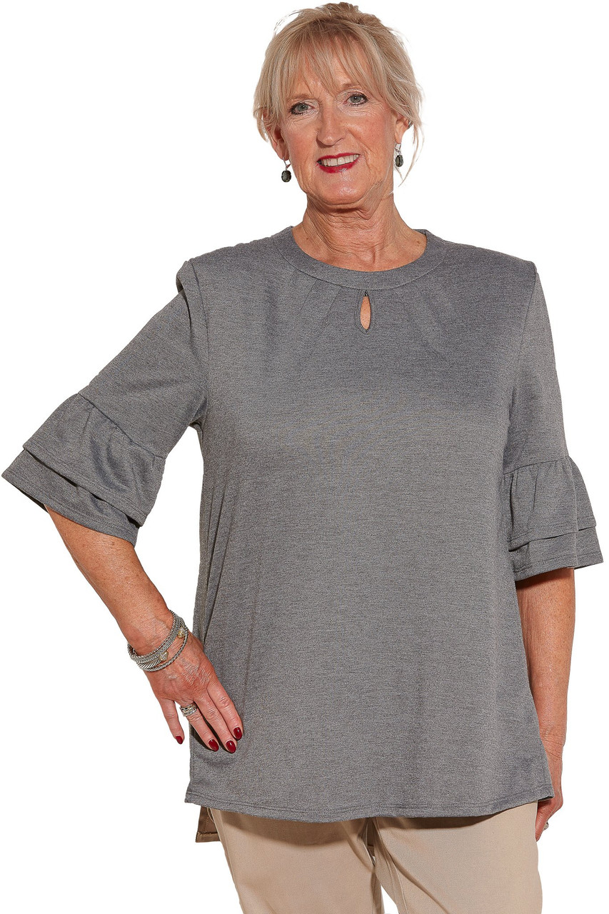 Ovidis 2-1002-91-5 Knit Top for Women - Grey , Cristy , Adaptive Clothing , XL