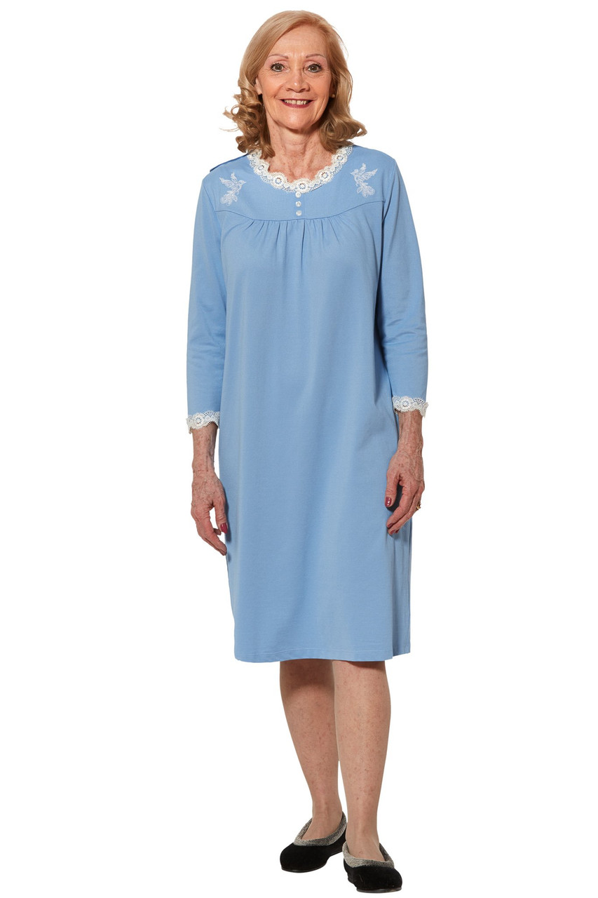 Ovidis 2-7201-80-4 Nightgown for Women - Blue , Sandy , Adaptive Clothing , XL