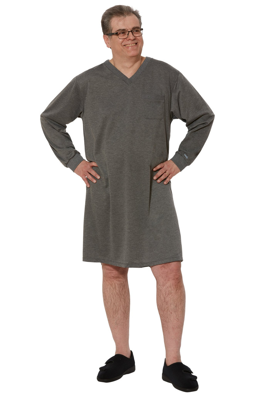 Ovidis 1-9101-91-3 Nightshirt for Men - Grey , Billy , Adaptive Clothing , M