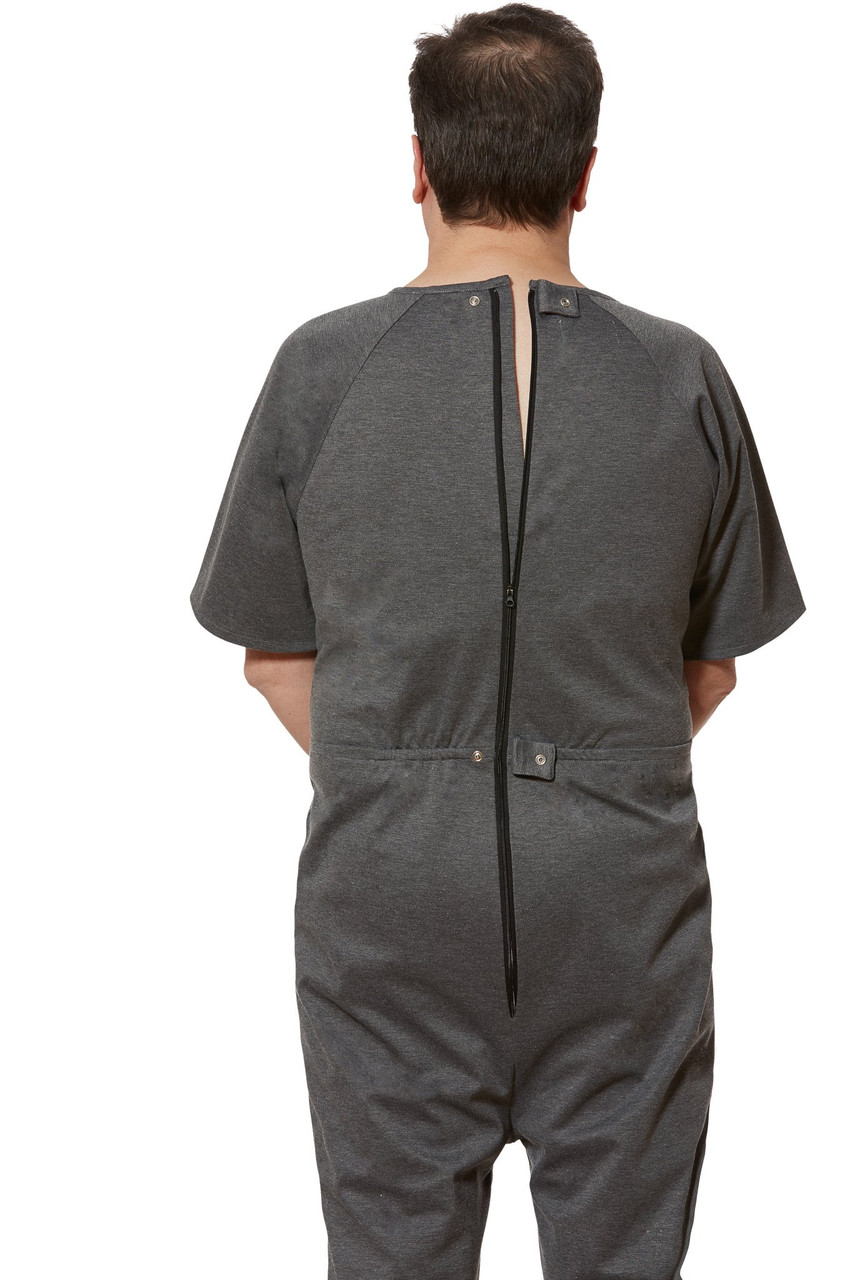 Ovidis 1-850-191-7 Anti-Strip Jumpsuit for Men - Grey, Adaptive Clothing, 3XL