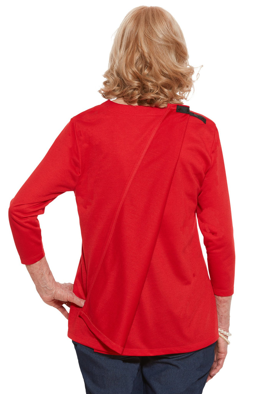 Ovidis 214311901208 Knit Top for Women - Red, Siri, Adaptive Clothing, XS
