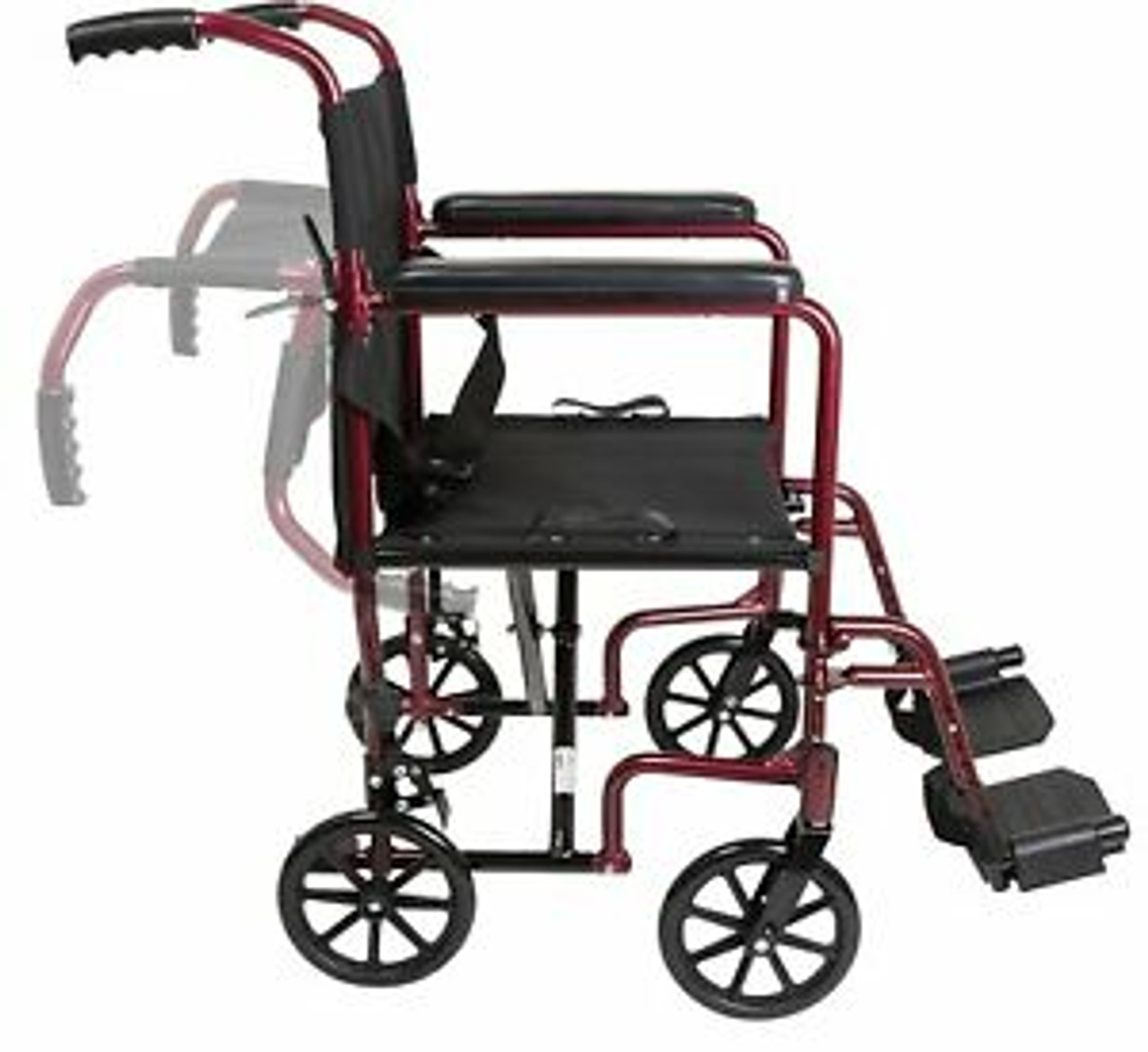 ProBasics TCA1916BG ALUMINUM 19" TRANSPORT Wheelchair BURGUNDY WITH FOOTREST