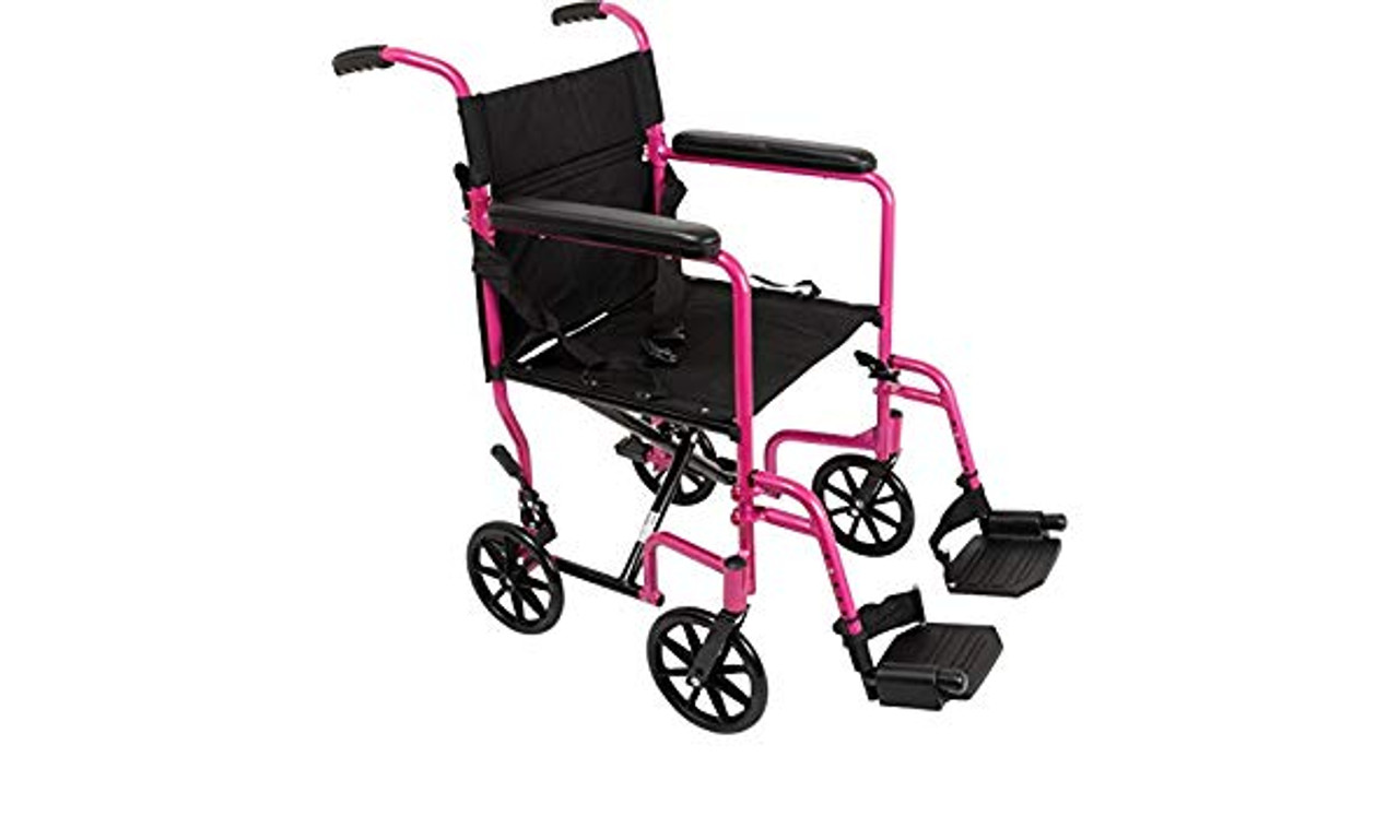 ProBasics TCA1916PK ALUMINUM 19" TRANSPORT Wheelchair Pink WITH FOOTREST
