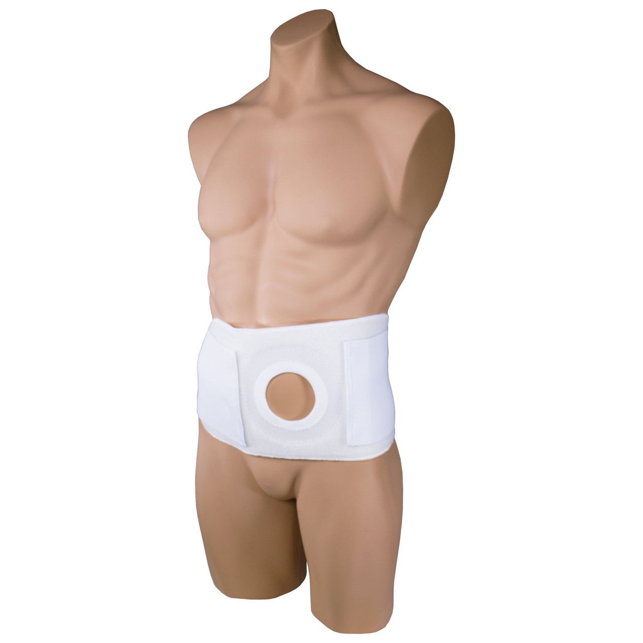 OTC 2523-XL OSTOMY 6" Ostomy Abdominal Binder for Stoma Support WITH PAD, 3" HOLE, WHITE, XL