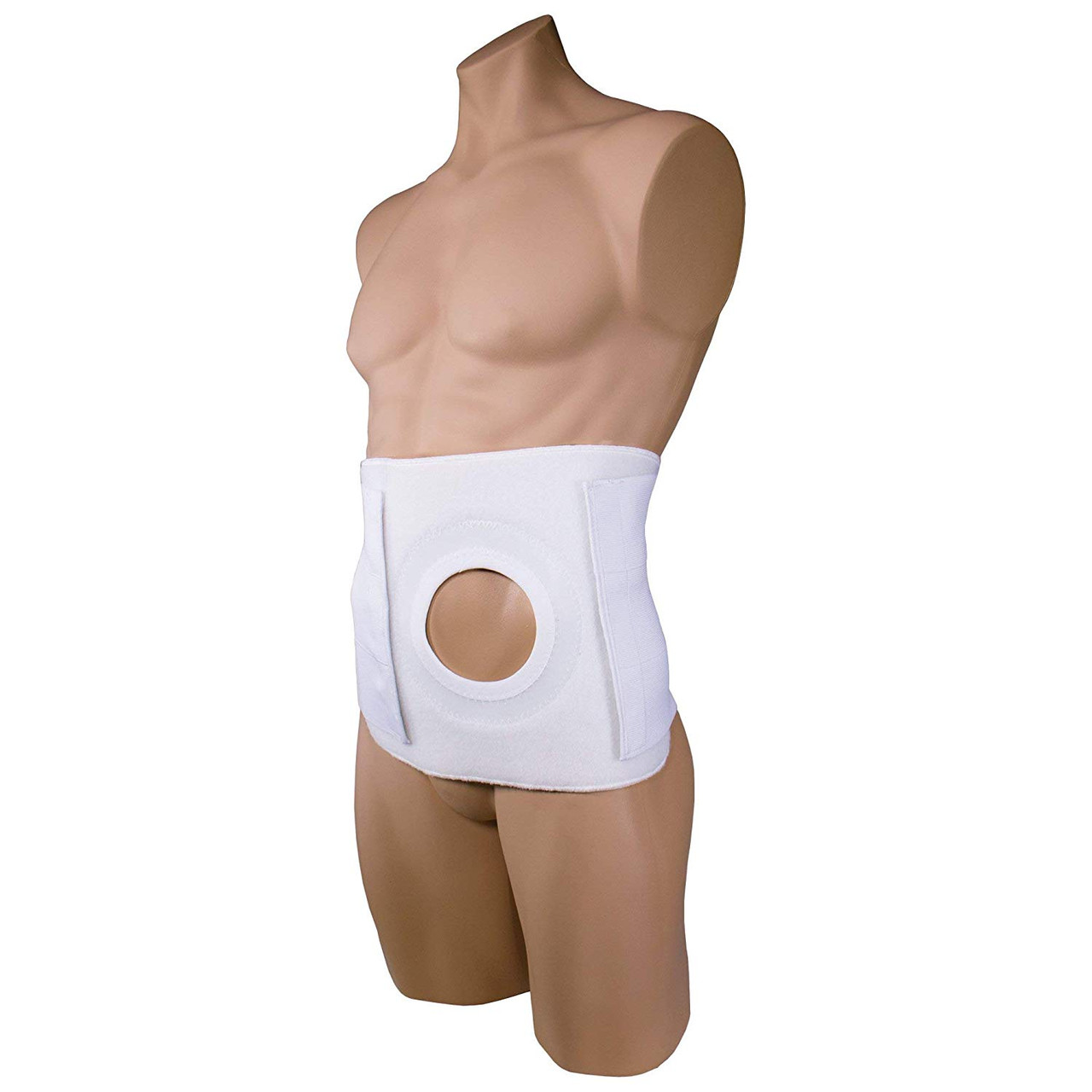 OTC 2524-M OSTOMY 9" Ostomy Abdominal Binder for Stoma Support WITH PAD, 4" HOLE, WHITE, Medium