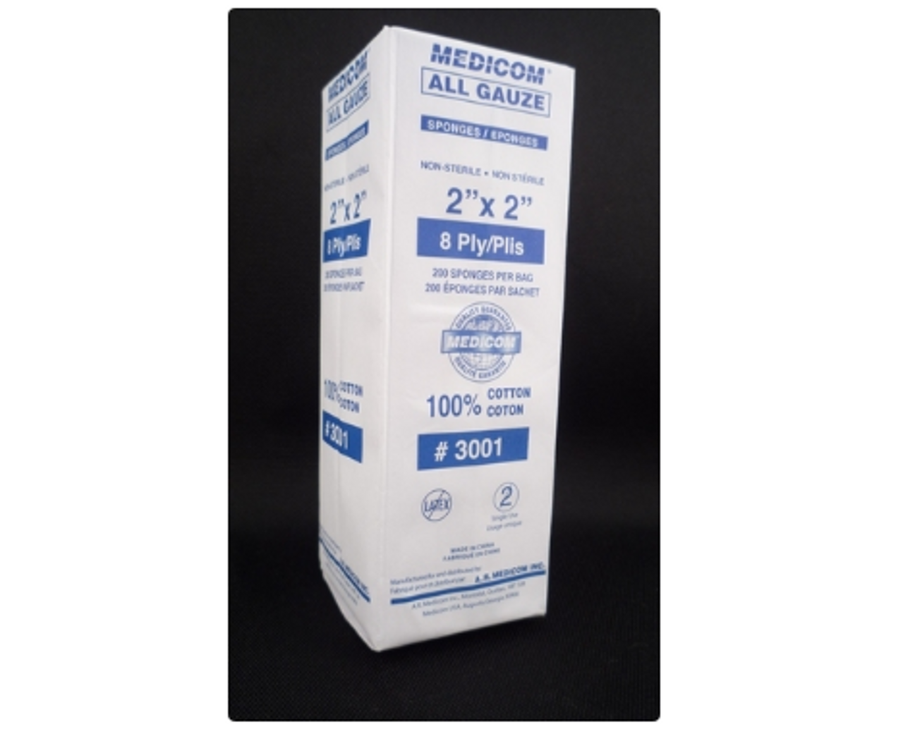 AMD B3001-X SPONGE GAUZE 2 x 2in 8-PLY N/S & PK/200