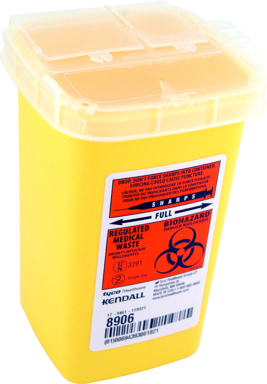 Kendall 8906 Monoject PHLEBOTOMY SHARPS CONTAINER 1QT, YELLOW