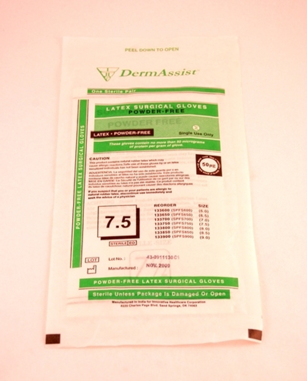 GLOVE SURGEON LATEX P/F STER DERMASSIST SZ 7.5 BX/50pr 563-133750