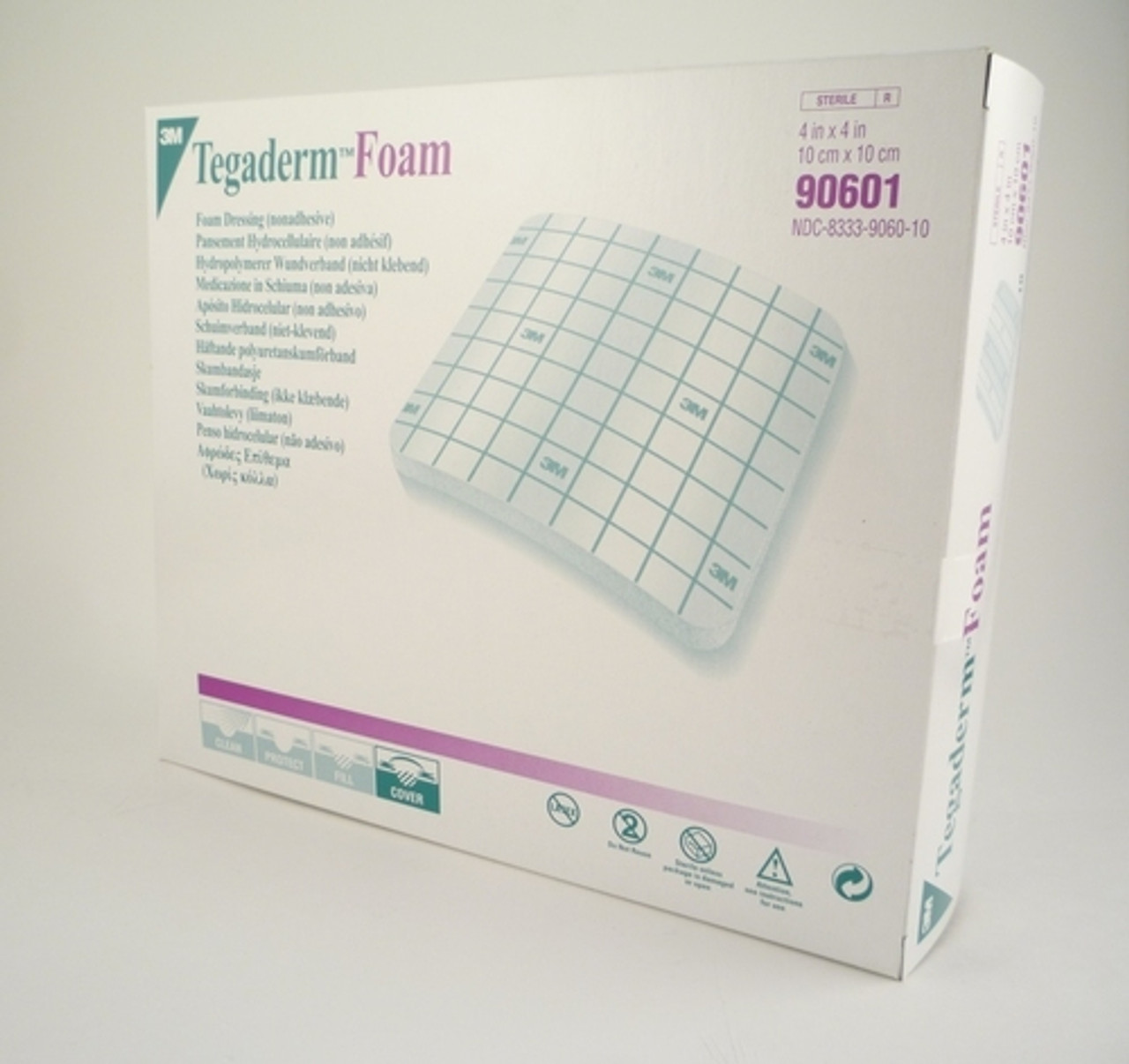 Tegaderm 90601 DRESSING TEGADERM FOAM NON-ADH 10 x 10cm BX/10