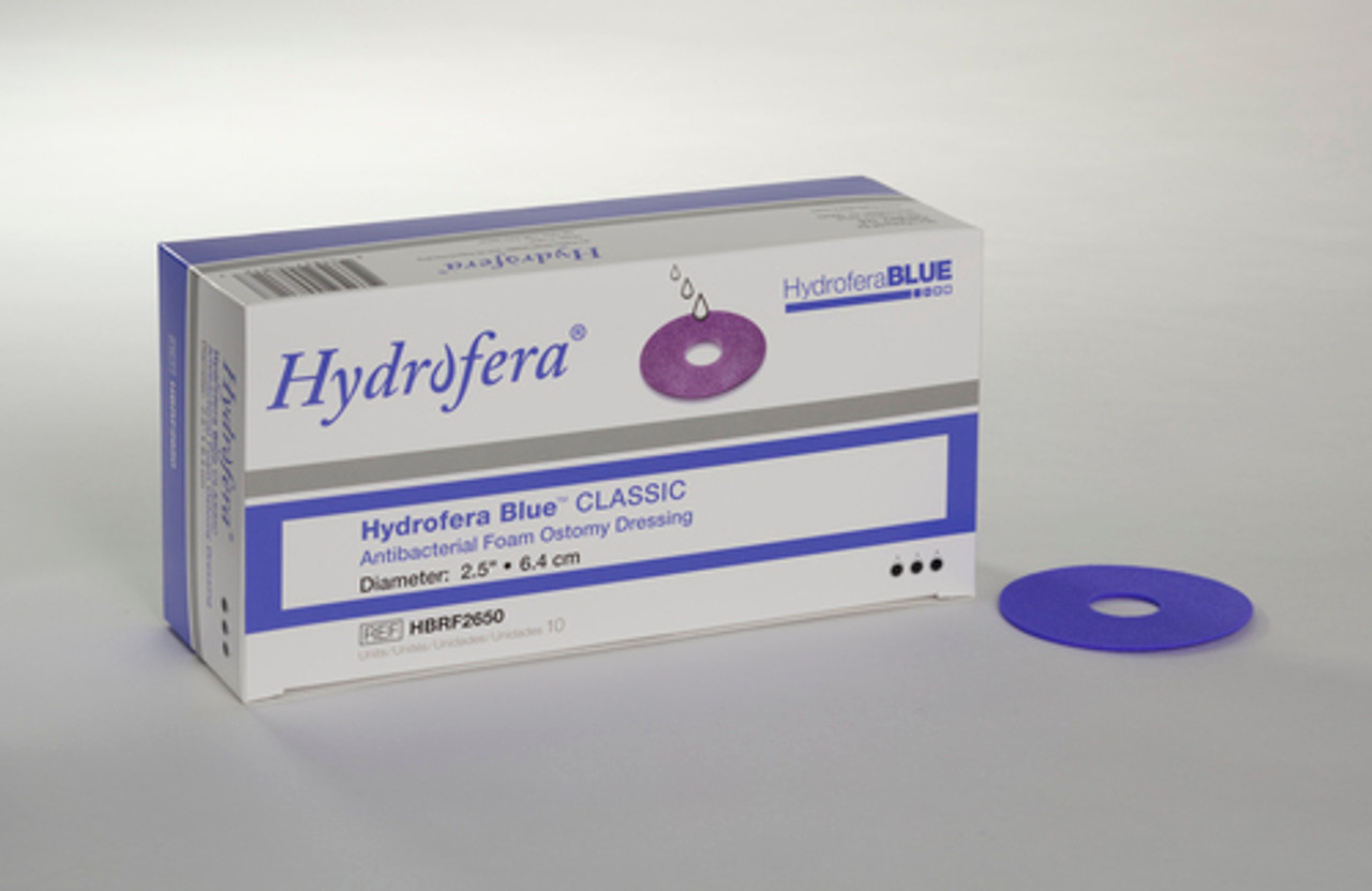 HYDROFERA HBRF-2650 DRESSING HYDROFERA BLUE FOAM w/FILM OSTOMY 2.5in DIAMETER BX/10