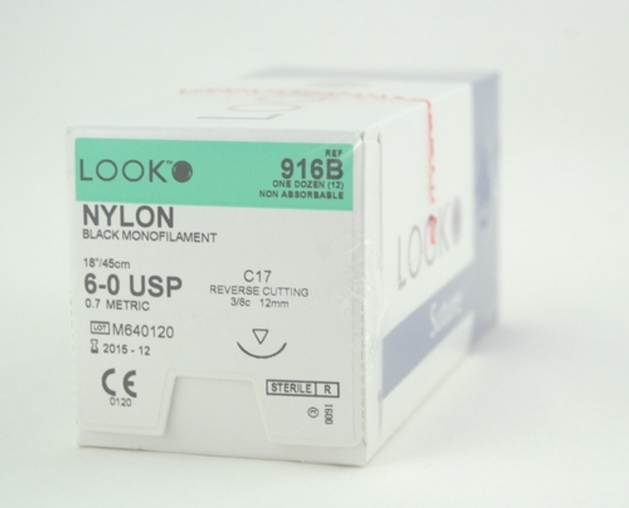 SUTURE NYLON MONO BLK 6-0 18in C17 BX/12 963-916B