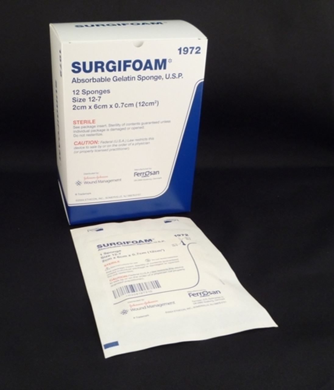 Surgifoam-1972 HEMOSTAT SURGIFOAM ABSORB GEL SPONGE STERILE 2 x 6cm BX/12