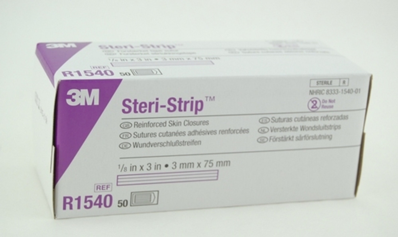 3M-R1540-CA CLOSURE SKIN ADHESIVE STERI-STRIP && REINFORCED 1/8 x 3in BX/50 x 5s