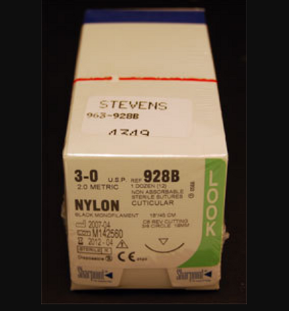 Ethicon-928B SUTURE NYLON MONO BLK 3-0 18in C6 BX/12