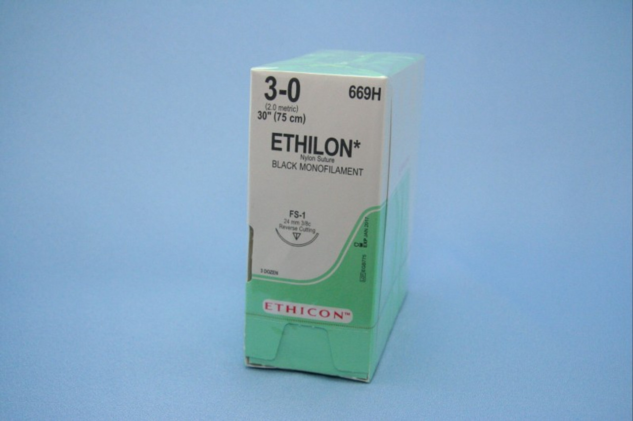 Ethilon-669H SUTURE NYLON ETHILON BLK 3-0 30in FS-1 BX/36