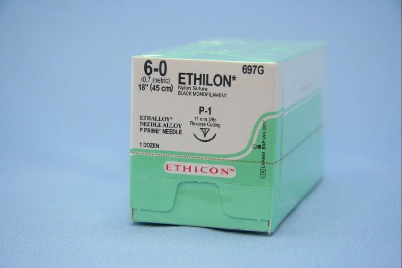 Ethilon-697G SUTURE NYLON ETHILON BLK 6-0 18in P-1 BX/12