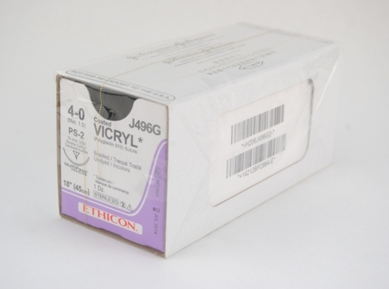 Ethicon-J496G SUTURE VICRYL CTD BRD UNDYE 4-0 18in PS-2 BX/12