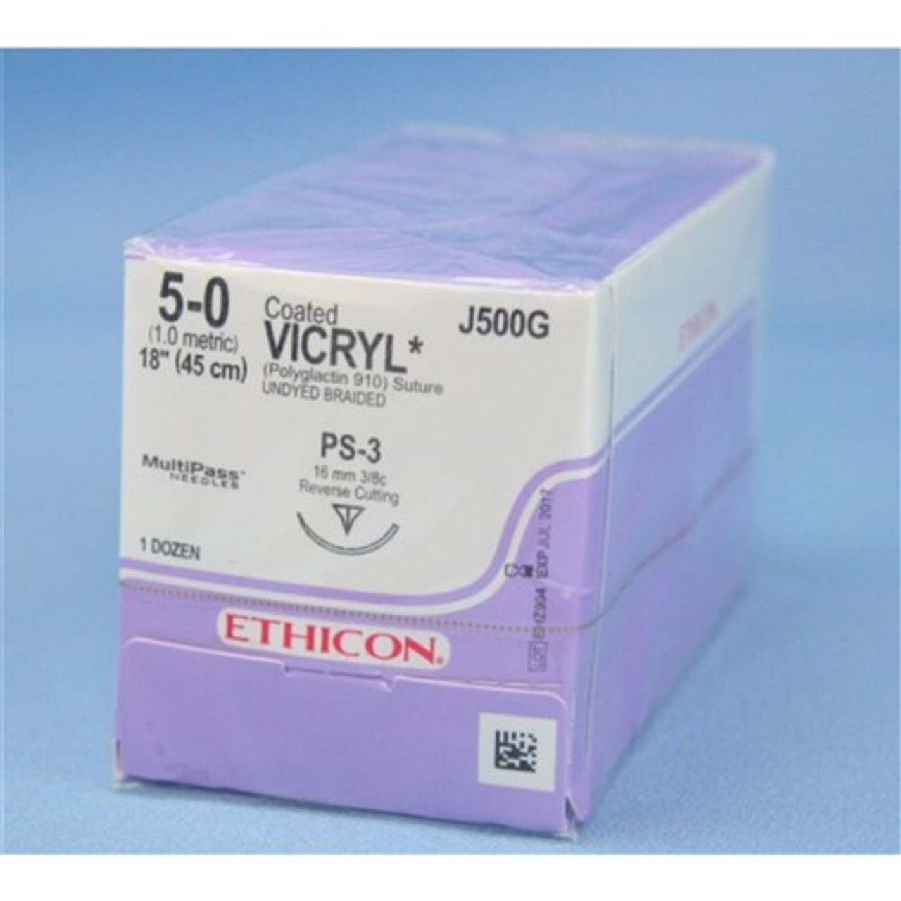 Ethicon-J500G SUTURE VICRYL CTD BRD UNDYE 5-0 18in PS-3 BX/12
