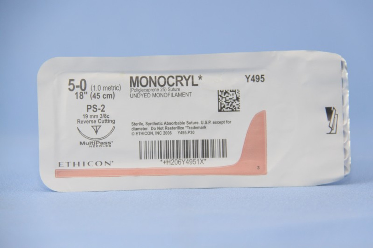 Ehicon-Y495G SUTURE MONOCRYL MONO UNDYE 5-0 18in PS-2 BX/12